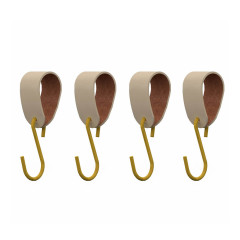 S-haak goud + leren hanger | set van 4