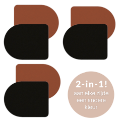 Onderzetters dubbelzijdig - set van 3 |  Cognac/Zwart