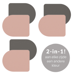 Onderzetters dubbelzijdig - set van 3 | Roze/Grijs