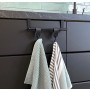 Vali handdoekstang zwart + 2x Leren S-haak hanger  + theedoek en vaatdoek 
