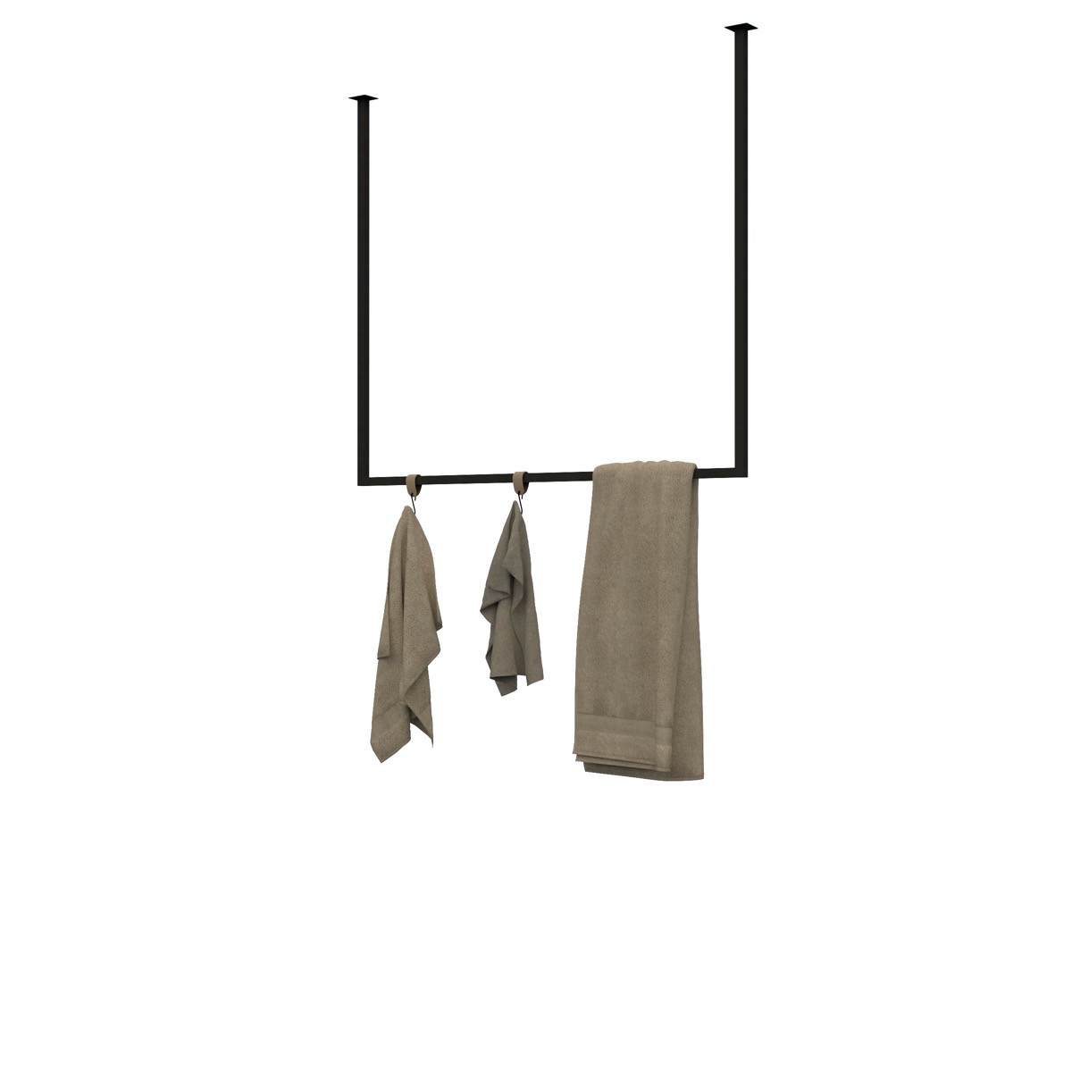 TULUM 100 - Plafond kapstok zwart metaal 100cm - HOYA living (handdoekenrek zwart staal - kledingrek)