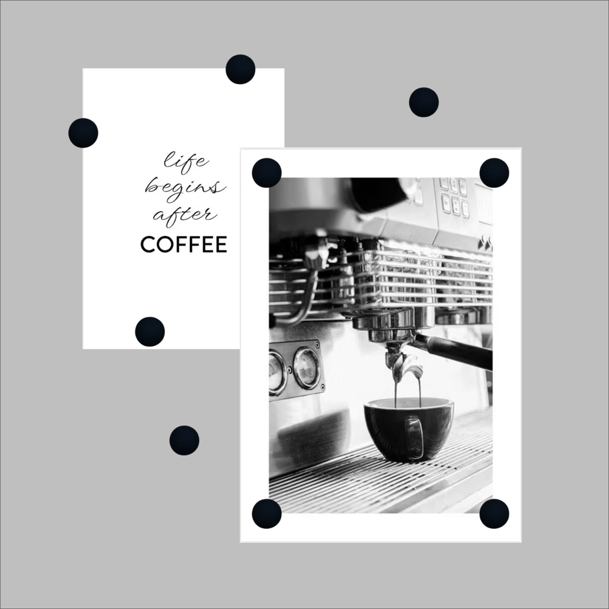 Posters  A4 + A5  + Magneten rond - Zwart 