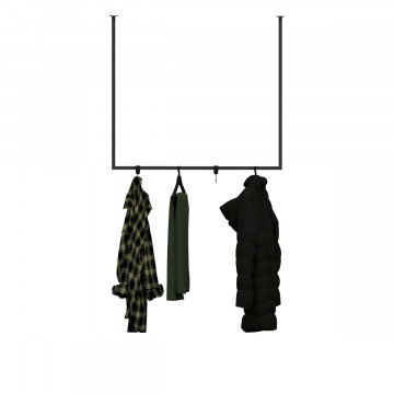 TULUM 100 - Plafond kapstok zwart metaal 100cm - HOYA living (handdoekenrek zwart staal - kledingrek)