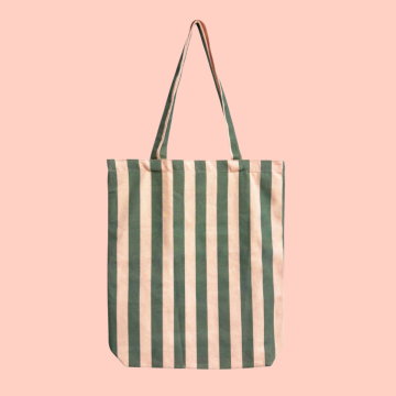 Katoenen tas | Stripes - Lychee Pink / Green