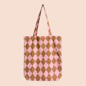 Katoenen tas | Diamond - Pink / Cappuccino 