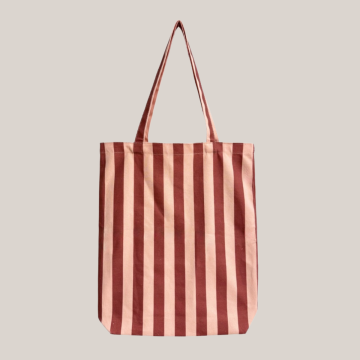Katoenen tas | Stripes - Light Salm/ Rabarber