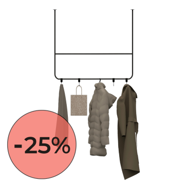 Kapstok IKI - zwart metaal minimalistisch - 100cm (kledingrek - handdoekenrek)