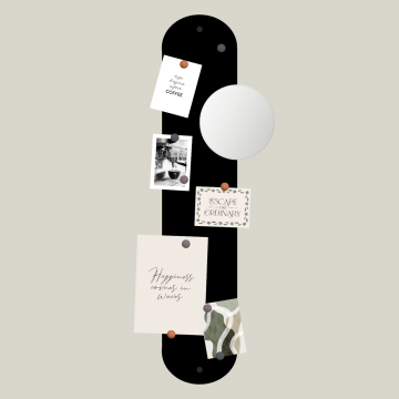 LANI magneetbord 98,5cm - Zwart - met spiegel - + magneten 9 stuks heather/salmon/grey 