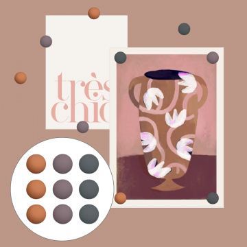 Posters + magneten - salmon/heather/grey