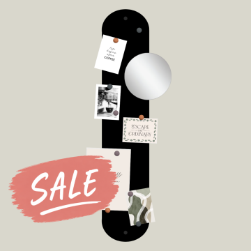 LANI magneetbord 98,5cm - Zwart - met spiegel - + magneten 9 stuks heather/salmon/grey 