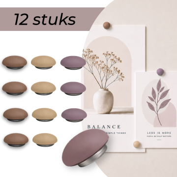 Magneten - set van 12 | Walnut/fudge/heather