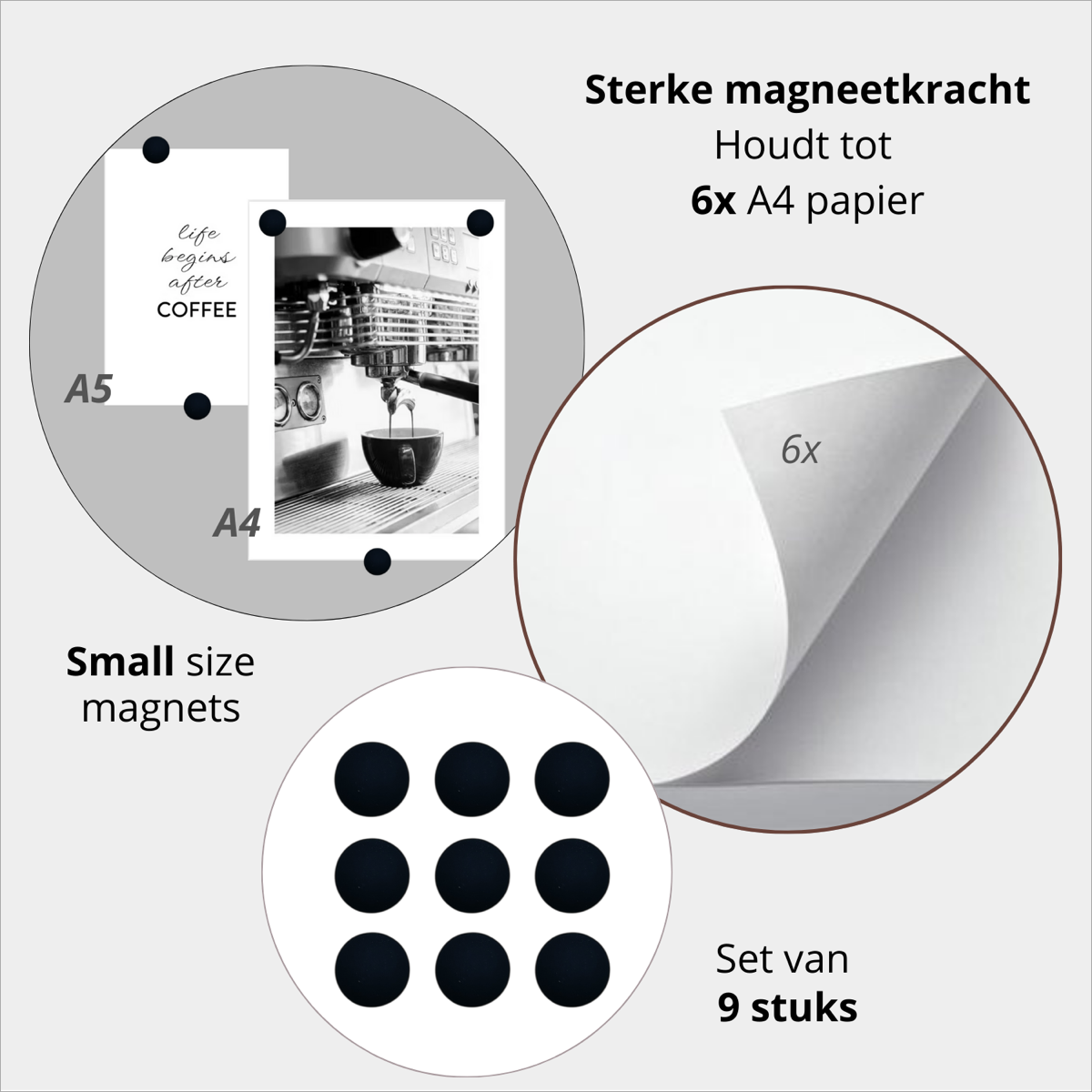Magneten rond - Zwart - sterke magneetkracht