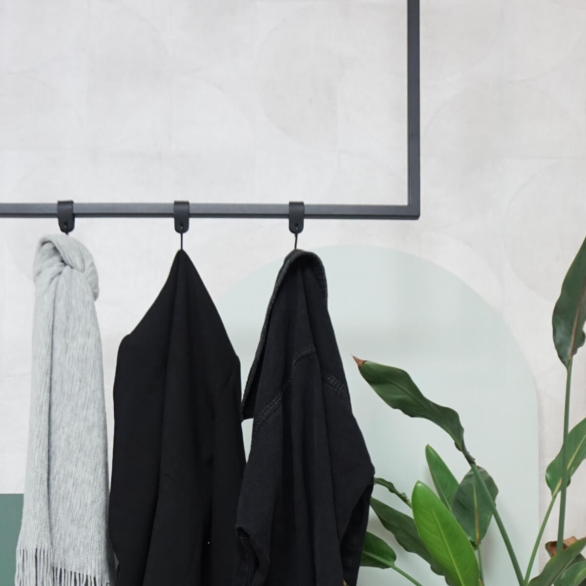 TULUM 100 - Plafond kapstok 100cm - zwart metaal - vierkante stang - HOYA living (handdoekenrek zwart staal - kledingrek)