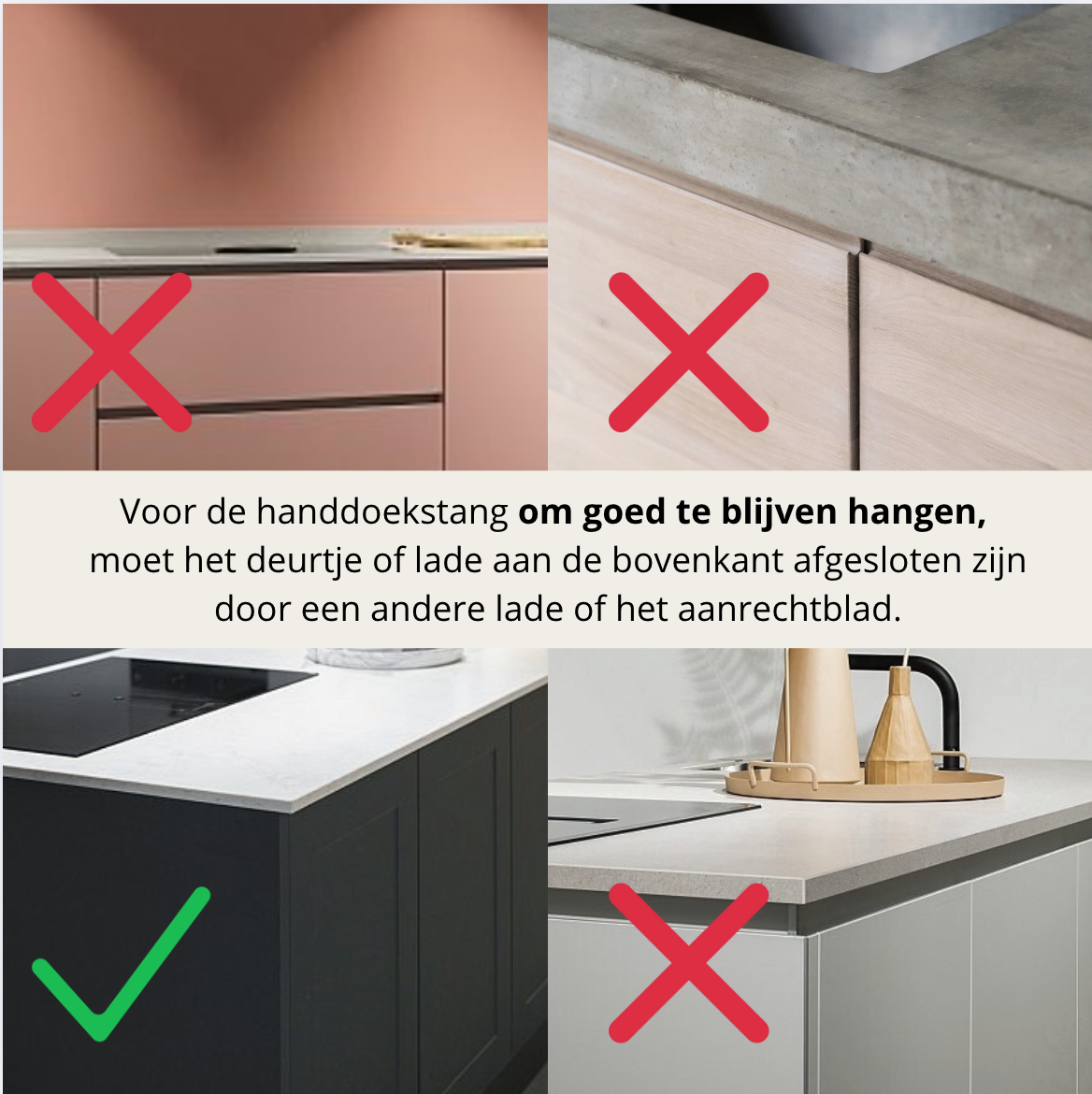 Handdoekstang over keukenkastdeur - Zwart | incl. 2x S-haak hangers