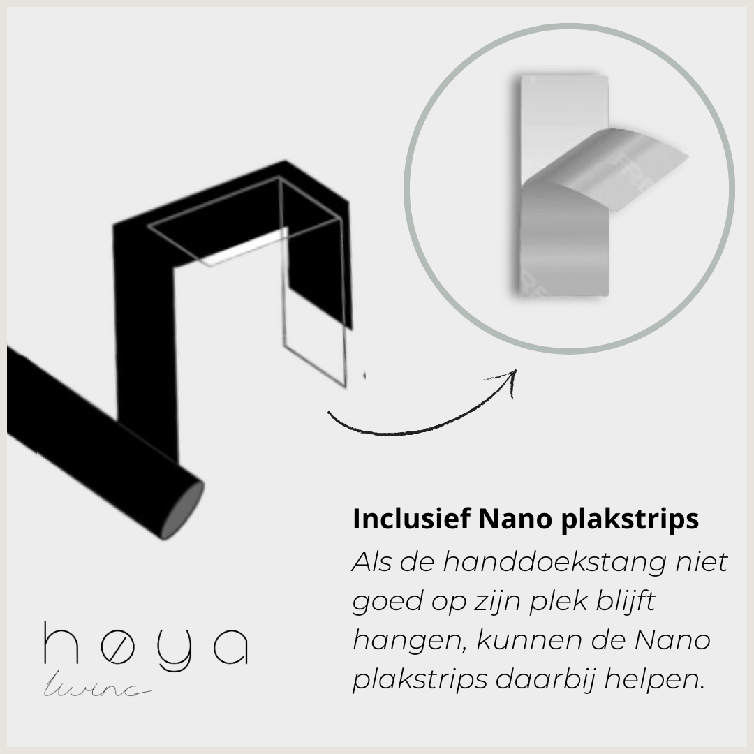 Handdoekstang over keukenkastdeur - Zwart | incl. 2x S-haak hangers