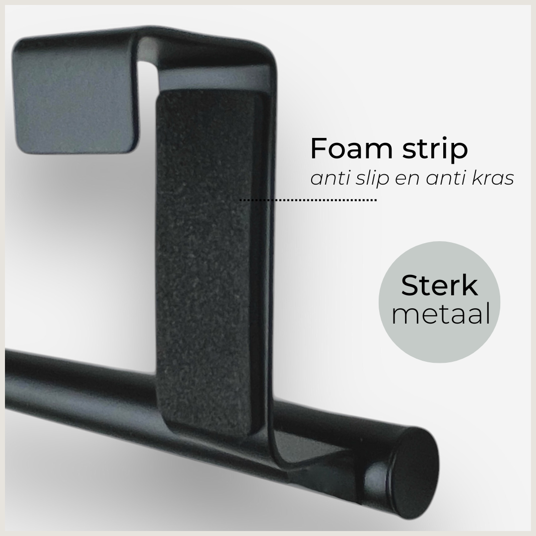 Handdoekstang over keukenkastdeur - Zwart | incl. 2x S-haak hangers